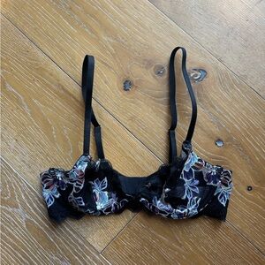 Savage X Fenty Sheer Embroidered Underwire Bra - Black with Multicolor Floral